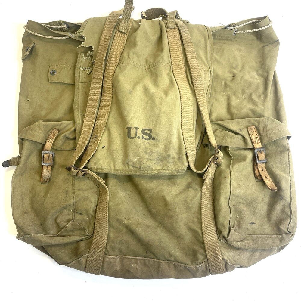 US Army WW2 Mountain Rucksack Avery‎ 1943 Size 18x21x7" Distressed NO FRAME